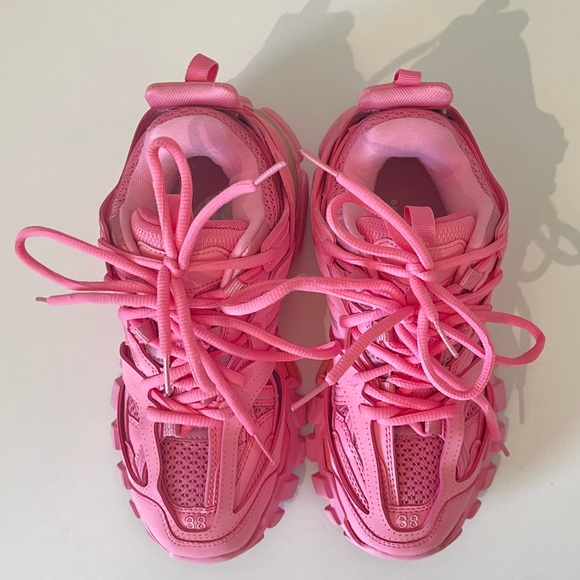 LIKE NEW Balenciaga Track Trainer Sneaker Bubblegum Pink Running Sneakers 38 8 - Picture 7 of 17